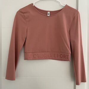 Women's Pink Long Sleeve Crop Top